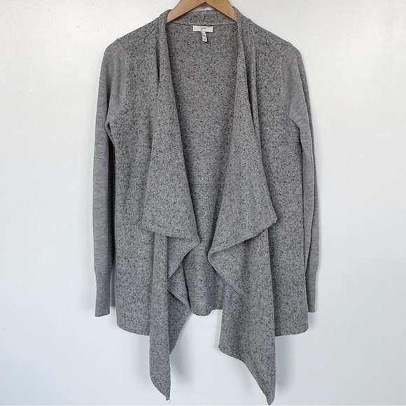 Joie • Gray Speckled Waterfall Marled Wool Cardigan Sweater - Picture 4 of 11